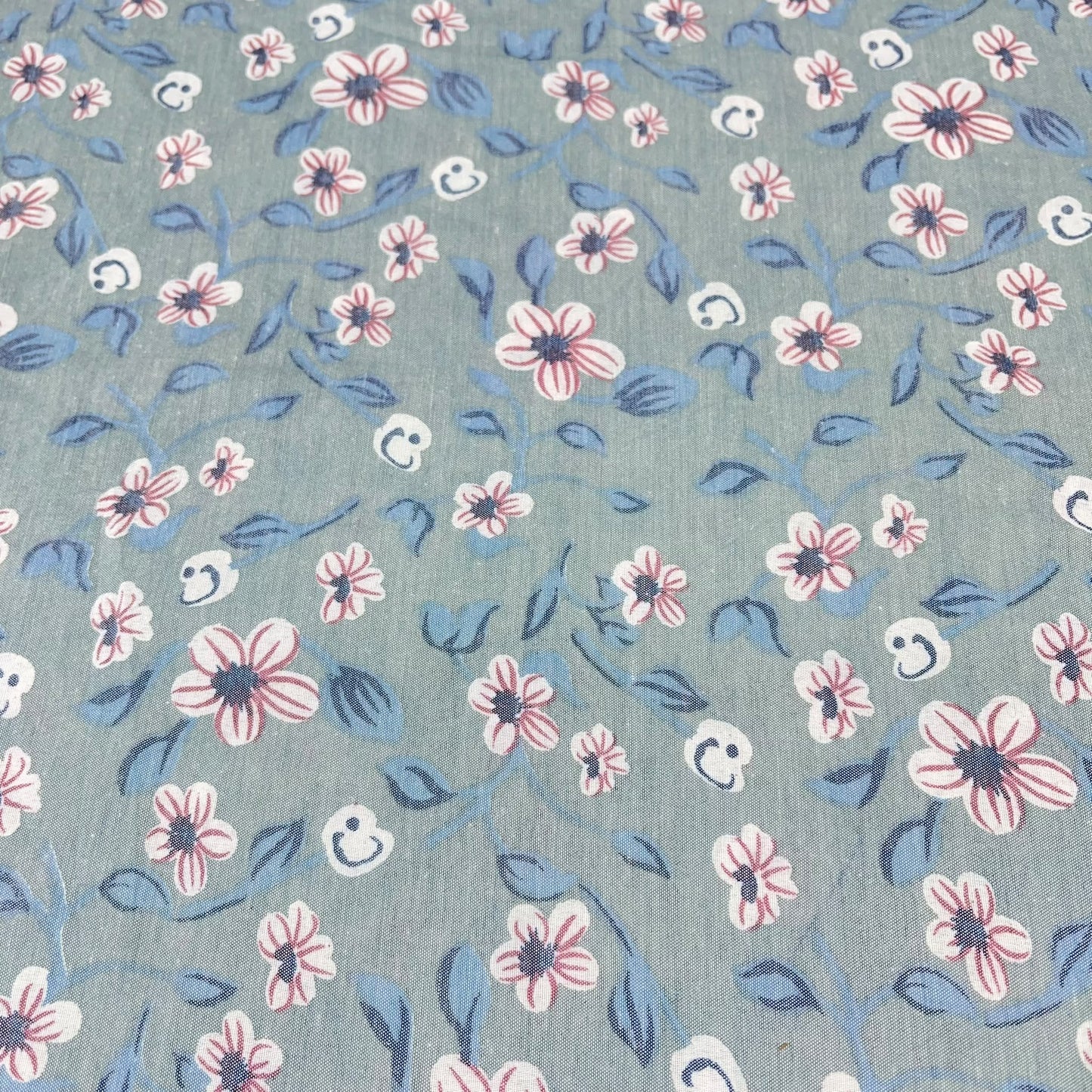 Sage Blossom 100% Cotton Floral Lawn Fabric 58" Wide Dressmaking Craft Draping Per Meter