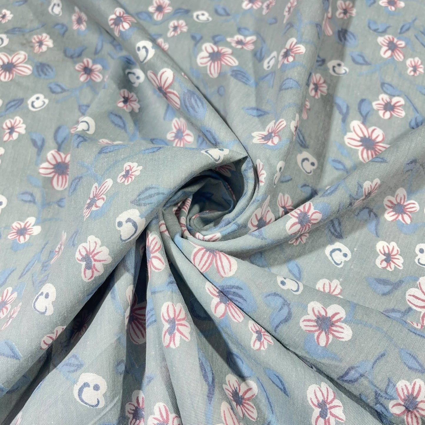 Sage Blossom 100% Cotton Floral Lawn Fabric 58" Wide Dressmaking Craft Draping Per Meter