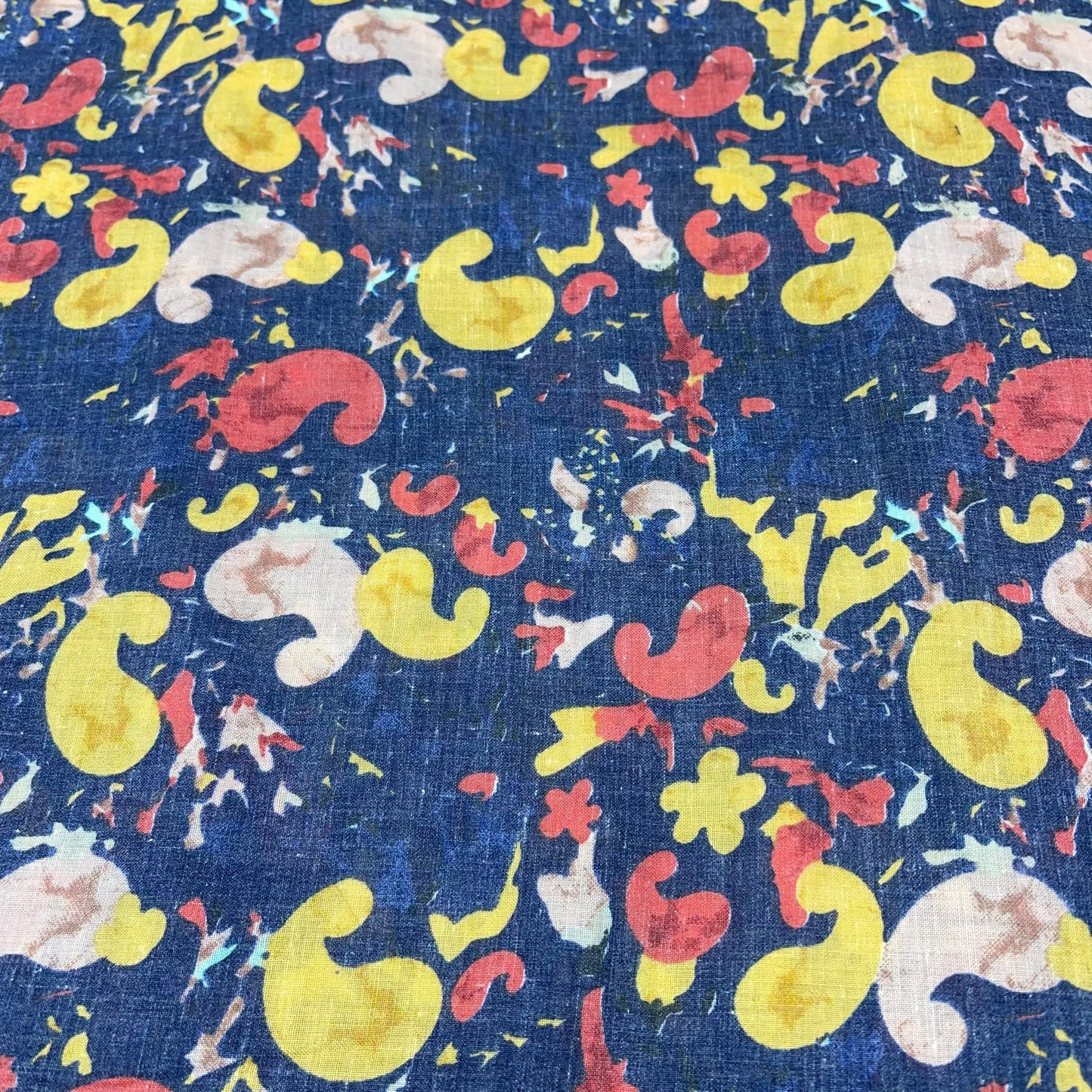 Navy Paisley 100% Cotton Floral Lawn Fabric 58" Wide Dressmaking Craft Draping Per Meter