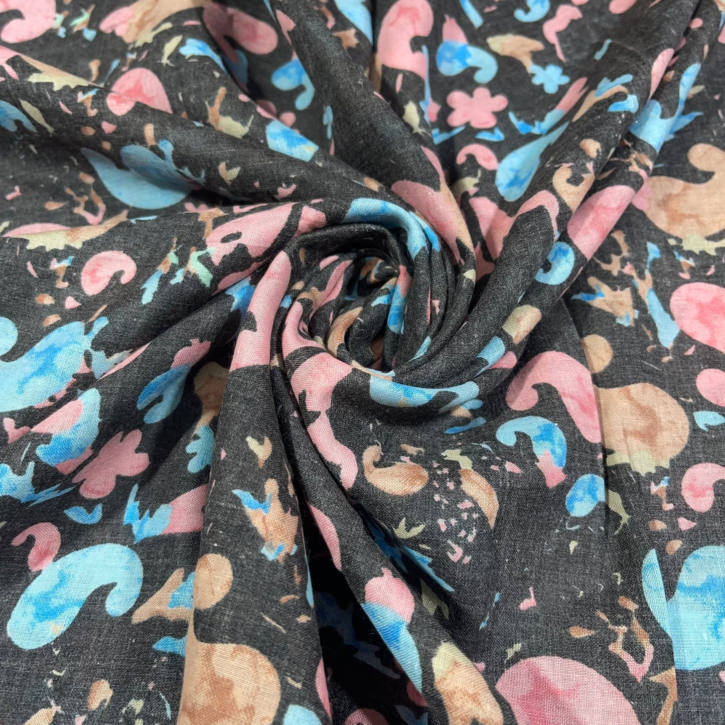 Midnight Paisley 100% Cotton Floral Lawn Fabric 58" Wide Dressmaking Craft Draping Per Meter