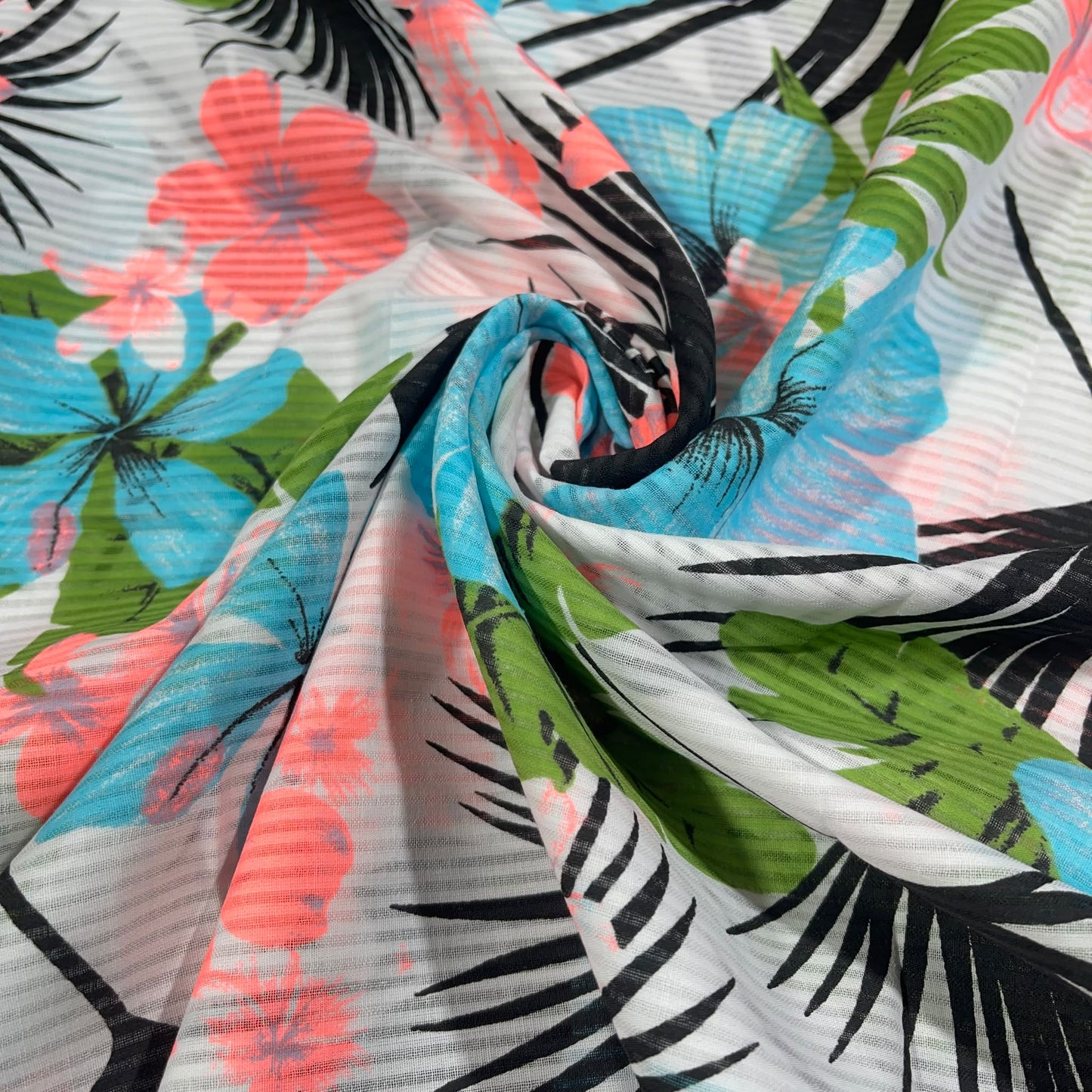 Tropical Hibiscus 100% Cotton Floral Lawn Fabric 58" Wide Dressmaking Craft Draping Per Meter