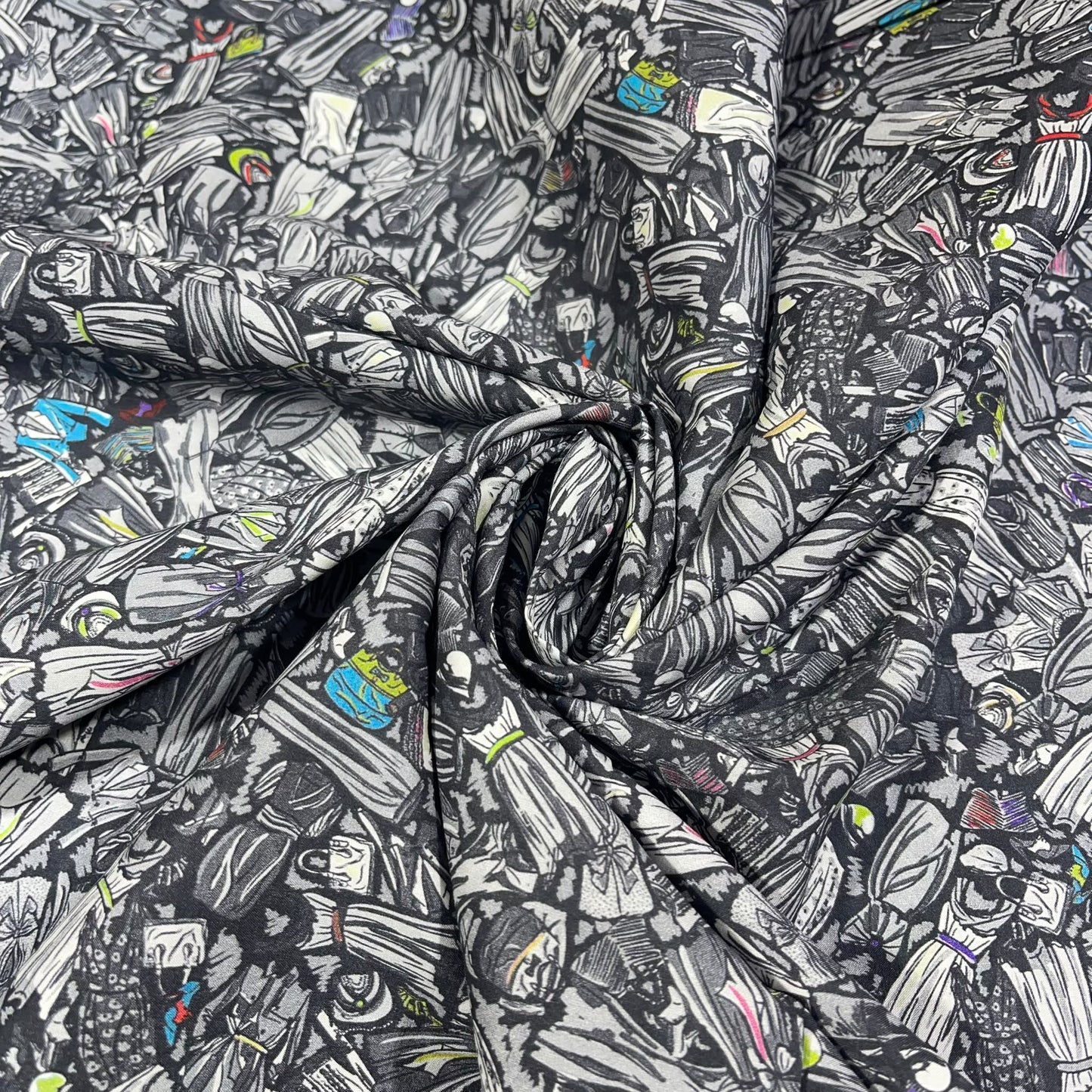 Monochrome Mosaic 100% Cotton Floral Lawn Fabric 58" Wide Dressmaking Craft Draping Per Meter