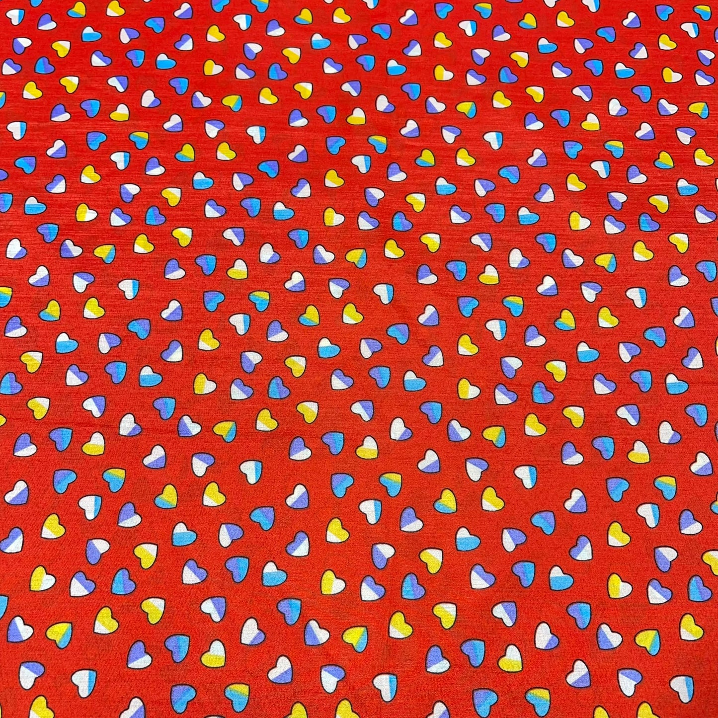 Multicolour Love Hearts Print Crepe Fabric 58" Wide Dressmaking Draping Craft Material Per Meter
