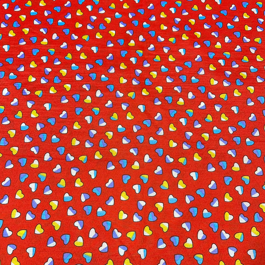 Multicolour Love Hearts Print Crepe Fabric 58" Wide Dressmaking Draping Craft Material Per Meter