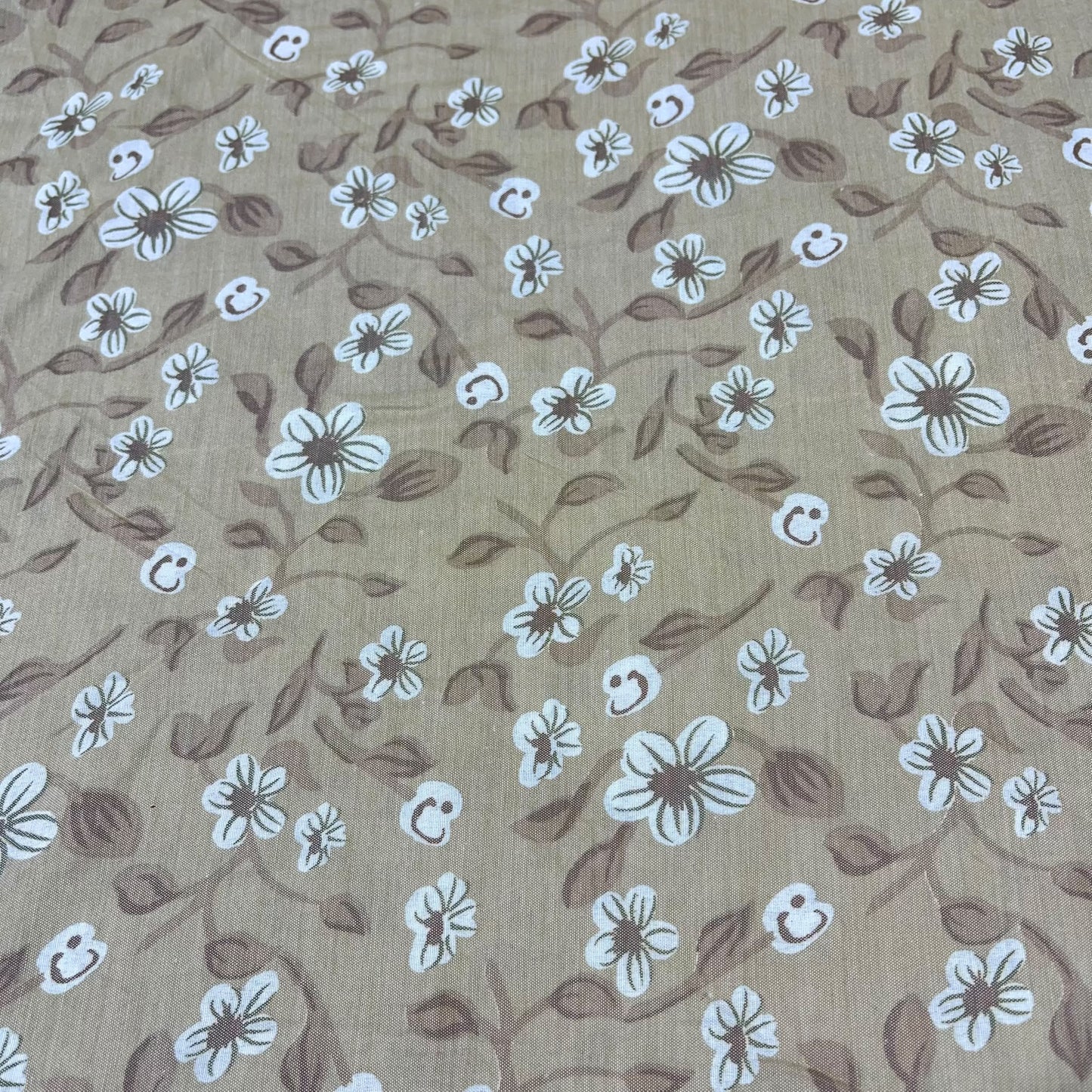 Taupe Blossom 100% Cotton Floral Lawn Fabric 58" Wide Dressmaking Craft Draping Per Meter