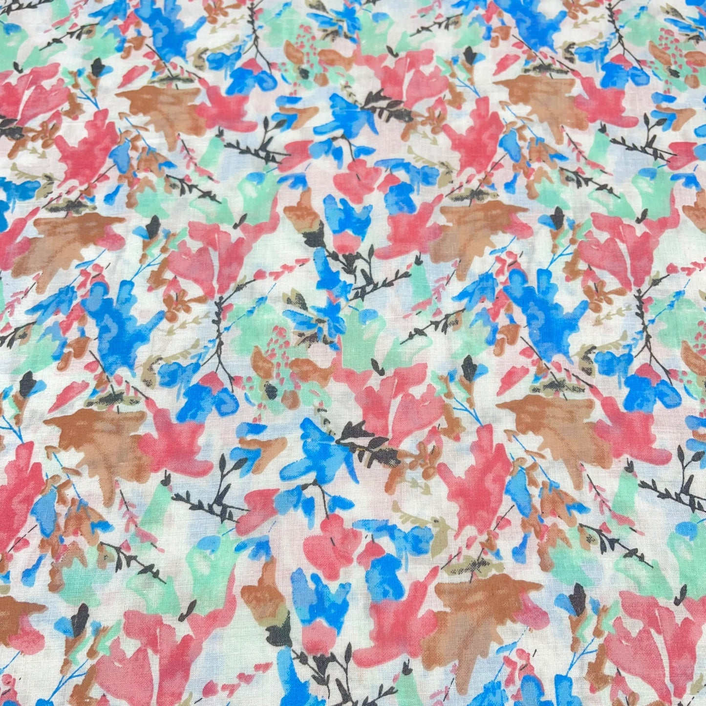 Pastel Garden 100% Cotton Floral Lawn Fabric 58" Wide Dressmaking Craft Draping Per Meter