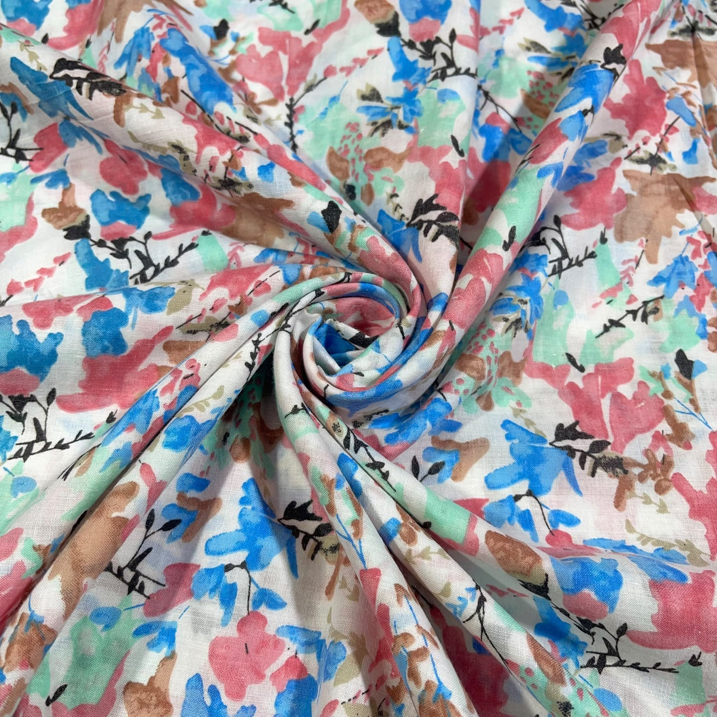 Pastel Garden 100% Cotton Floral Lawn Fabric 58" Wide Dressmaking Craft Draping Per Meter