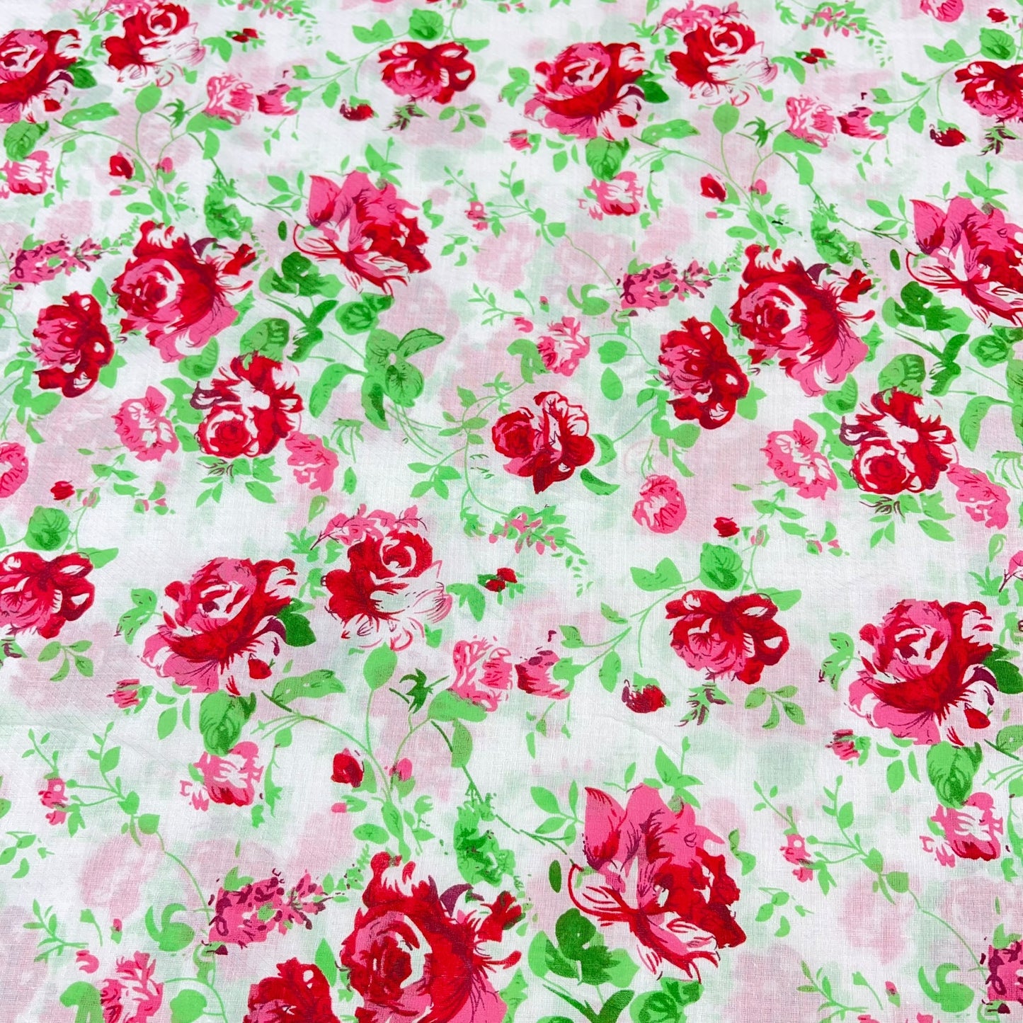 Ruby Rose 100% Cotton Floral Lawn Fabric 58" Wide Dressmaking Craft Draping Per Meter