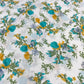 Turquoise Blossom 100% Cotton Floral Lawn Fabric 58" Wide Dressmaking Craft Draping Per Meter