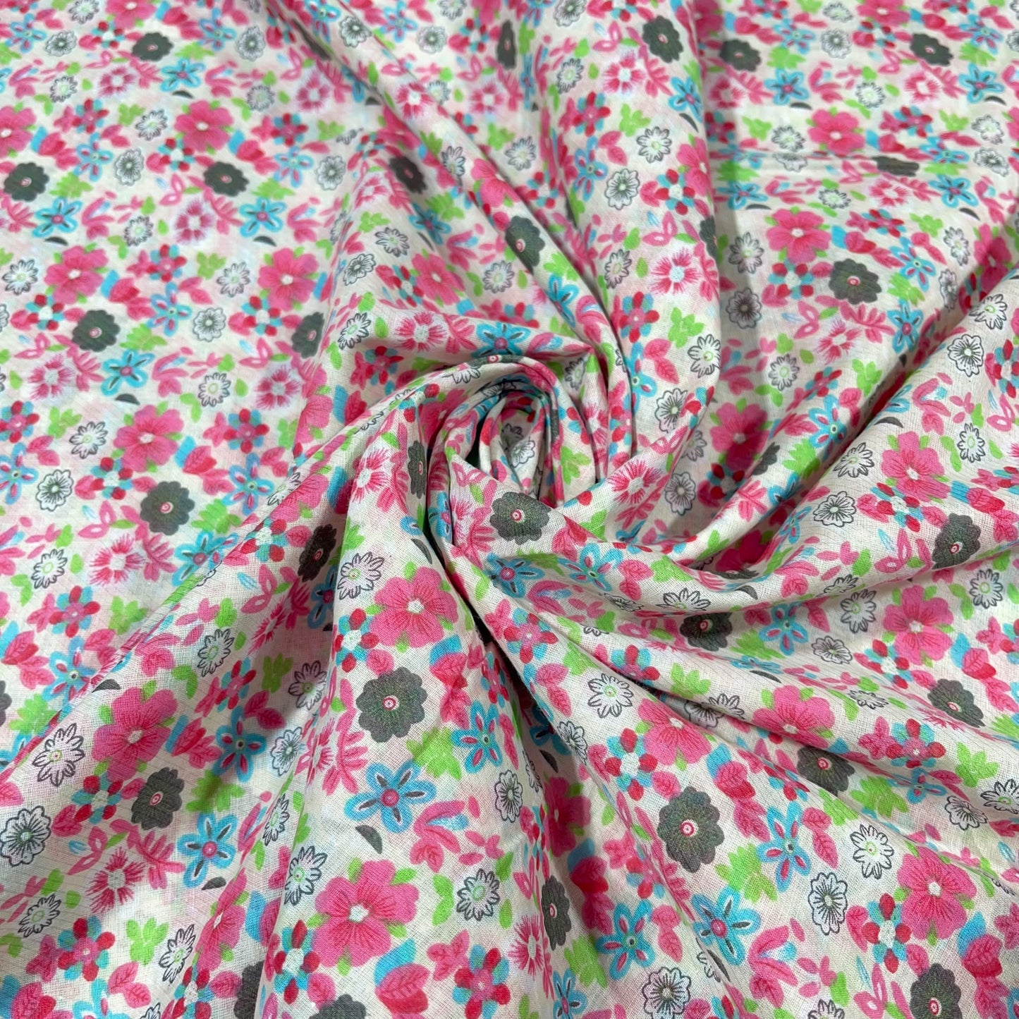 Candy Bloom 100% Cotton Floral Lawn Fabric 58" Wide Dressmaking Craft Draping Per Meter
