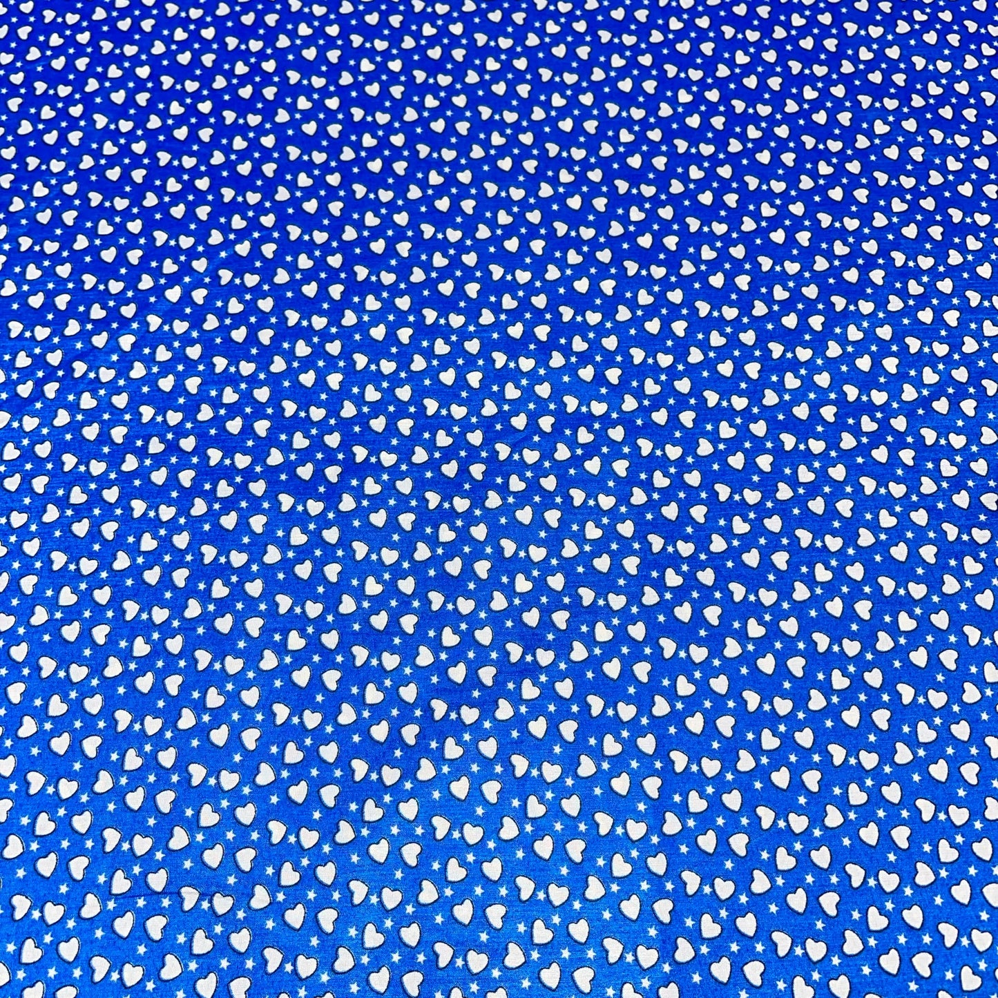 Ditsy Starry Hearts Print Crepe Fabric 58" Wide Dressmaking Draping Craft Material Per Meter