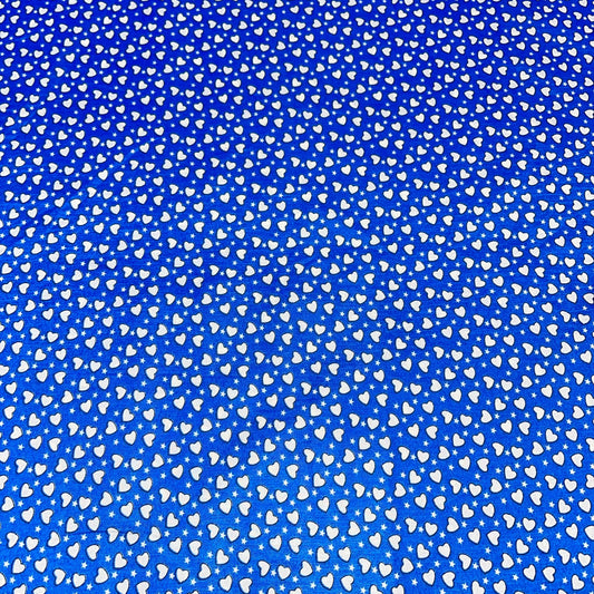 Ditsy Starry Hearts Print Crepe Fabric 58" Wide Dressmaking Draping Craft Material Per Meter