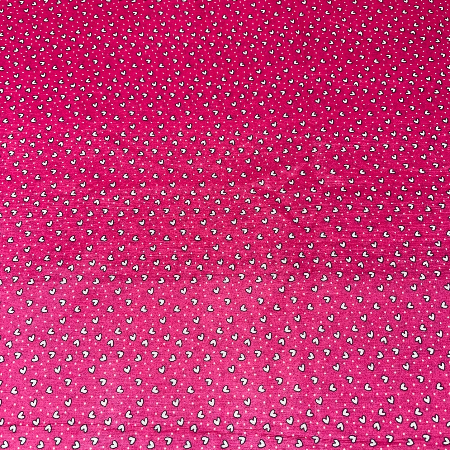 Fuchsia Tiny Hearts & Dots Print Crepe Fabric 58" Wide Dressmaking Draping Craft Material Per Meter