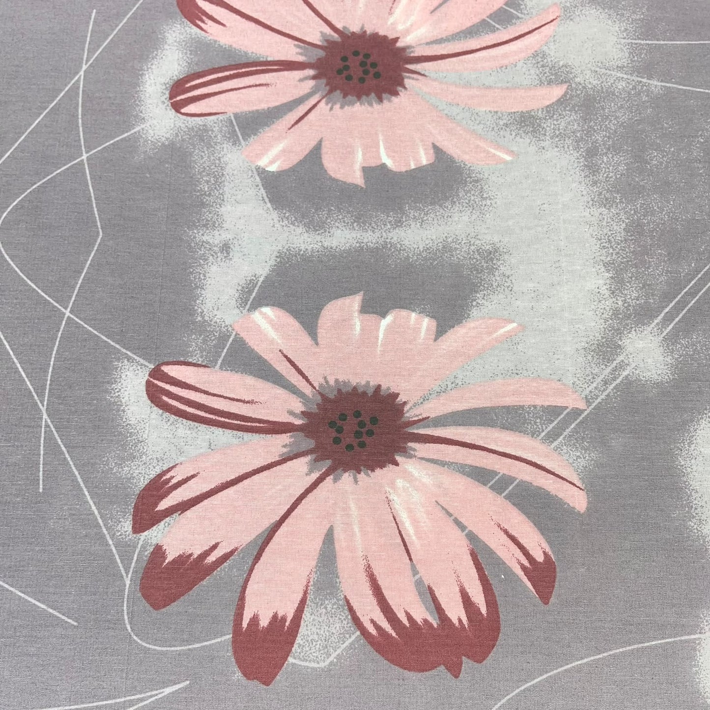 Pink Retro Daisy Polycotton Fabric 240cm Wide Sheeting Bedding Quilting Material Per Meter