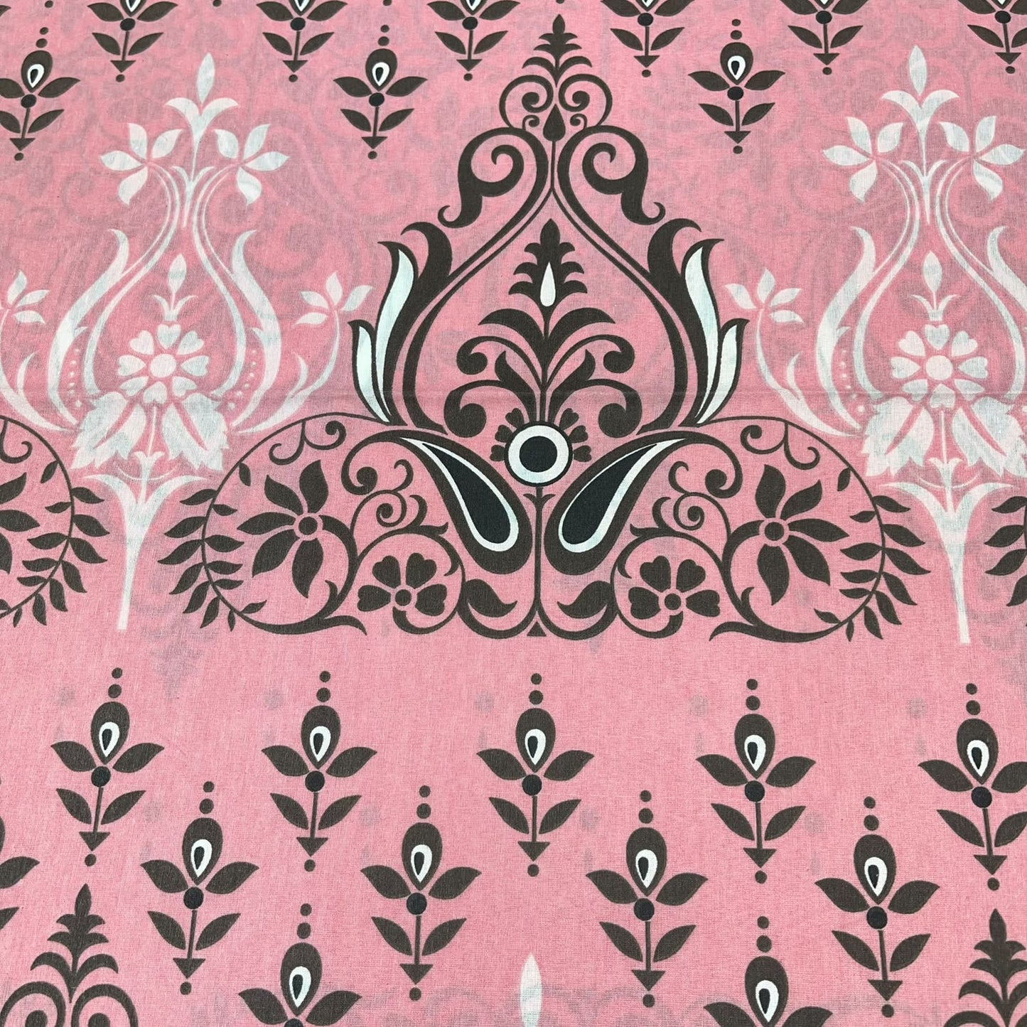 Pink Damask Floral Polycotton Fabric 240cm Wide Sheeting Bedding Quilting Material Per Meter