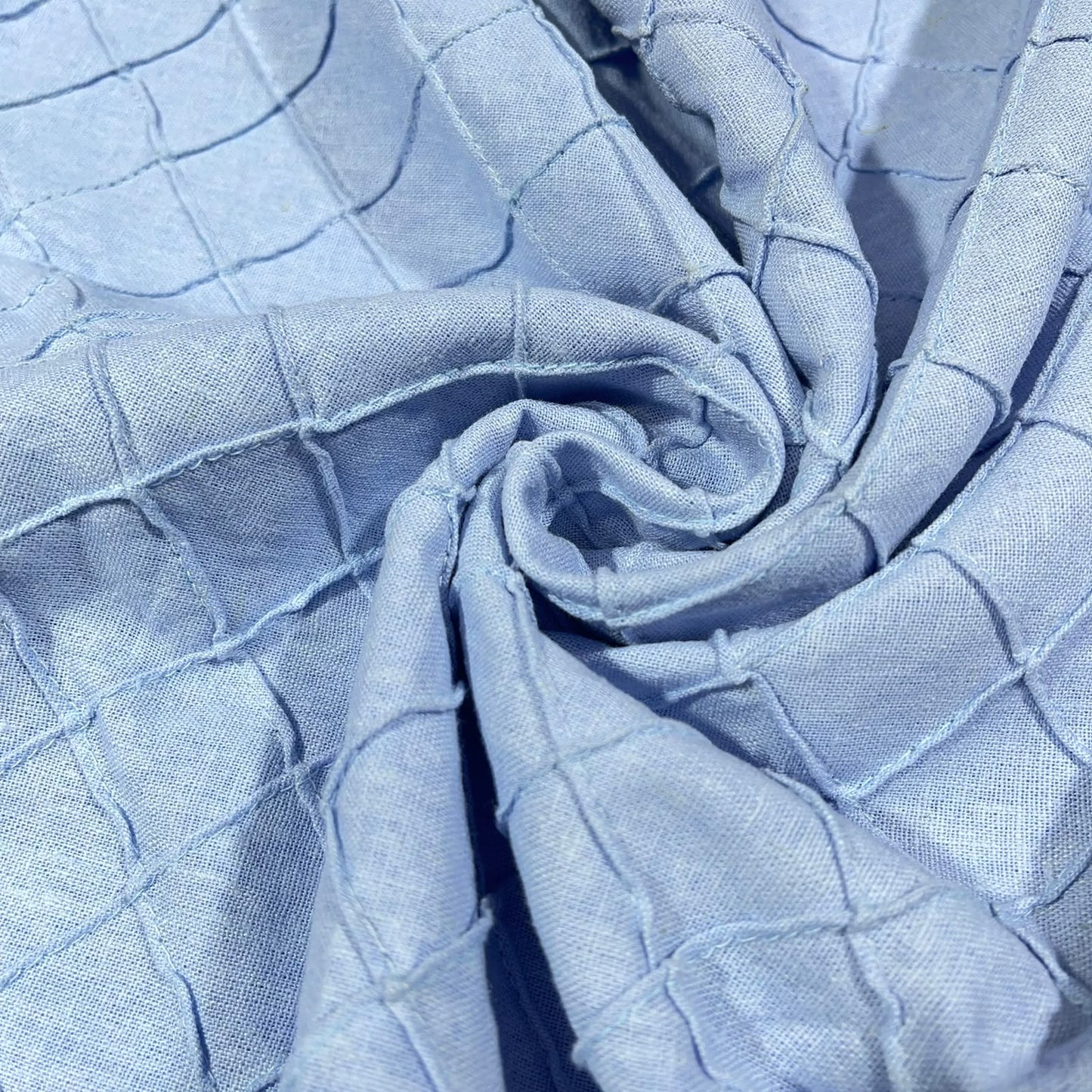 Sky Diamond Pintuck Linen Blend  Dressmaking Quilting Craft Fabric 54" Wide By The Meter