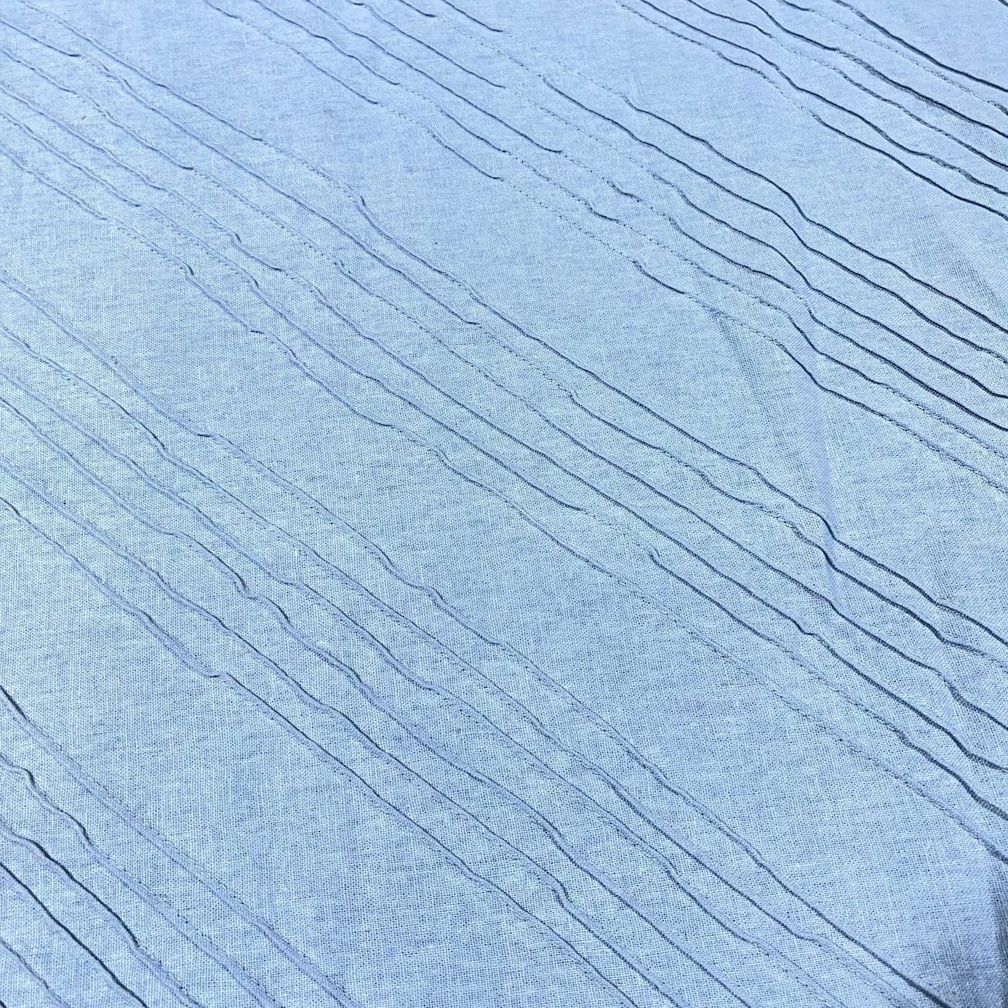 Blue Linear Pintuck Linen Blend Pintuck Dressmaking Quilting Craft Fabric 54" Wide By The Meter