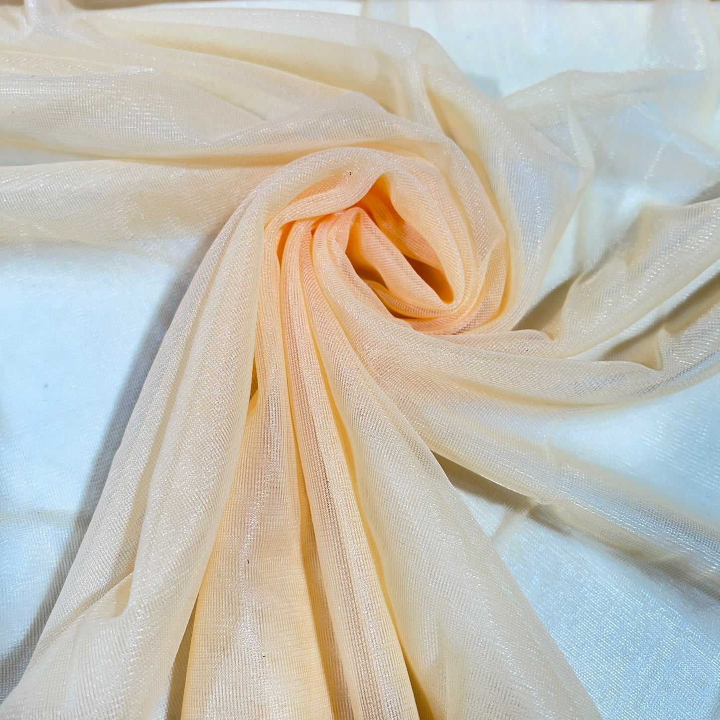 Vanilla Peach Nylon Stretch Net Fabric Sheer Dressmaking Costume Craft Material 58" Wide By The Meter