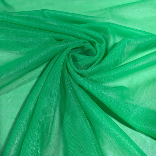 Emerald Green Nylon Stretch Net Fabric Sheer Dressmaking Costume Craft Material 58" Wide By The Meter