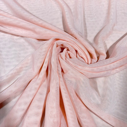 Peach Blush Mesh Stretch Net Fabric Sheer Dressmaking Costume Craft Material 58" Wide By The Meter