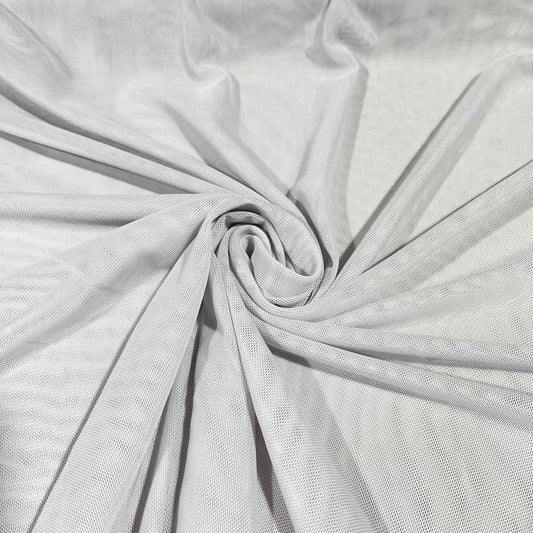 Silver Mesh Stretch Net Fabric Sheer Dressmaking Costume Craft Material 58" Wide By The Meter