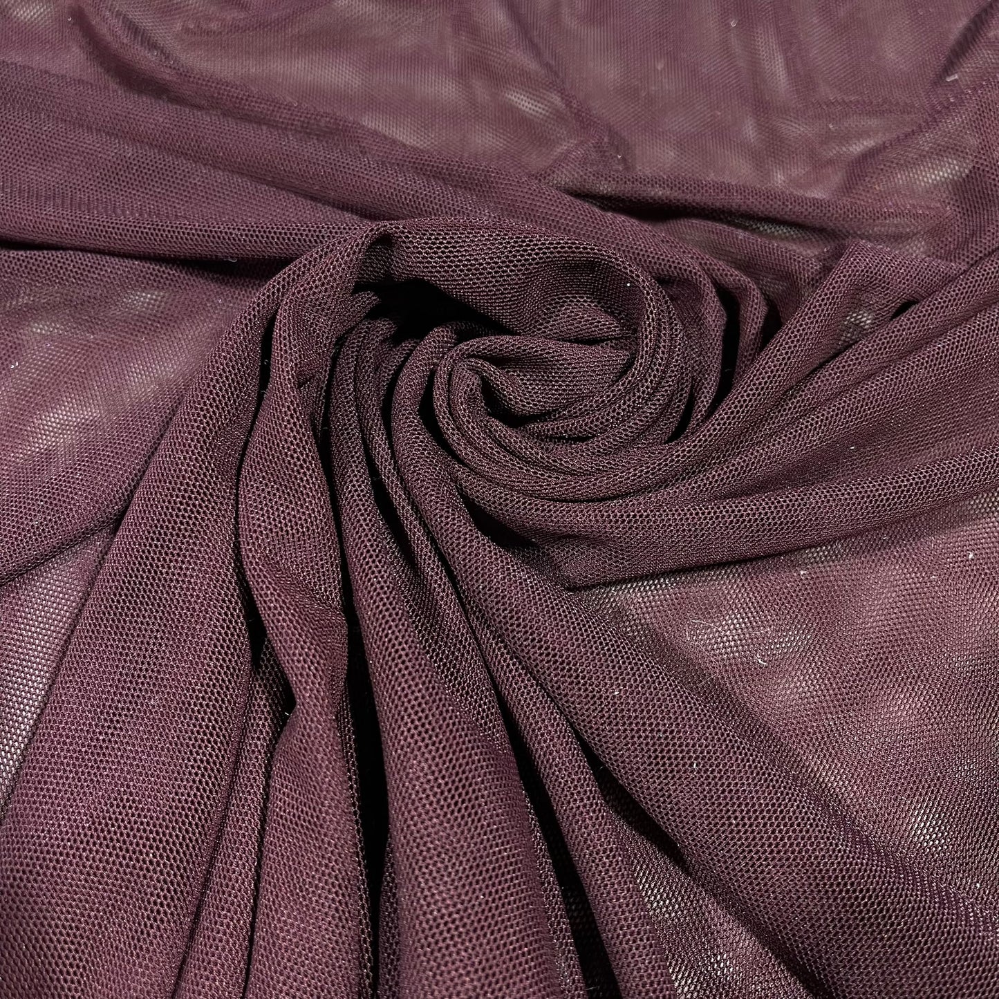 Dark Plum Mesh Stretch Net Fabric Sheer Dressmaking Costume Craft Material 58" Wide By The Meter