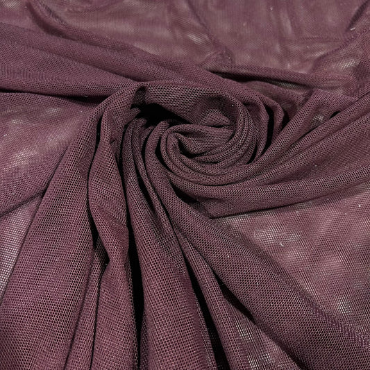 Dark Plum Mesh Stretch Net Fabric Sheer Dressmaking Costume Craft Material 58" Wide By The Meter