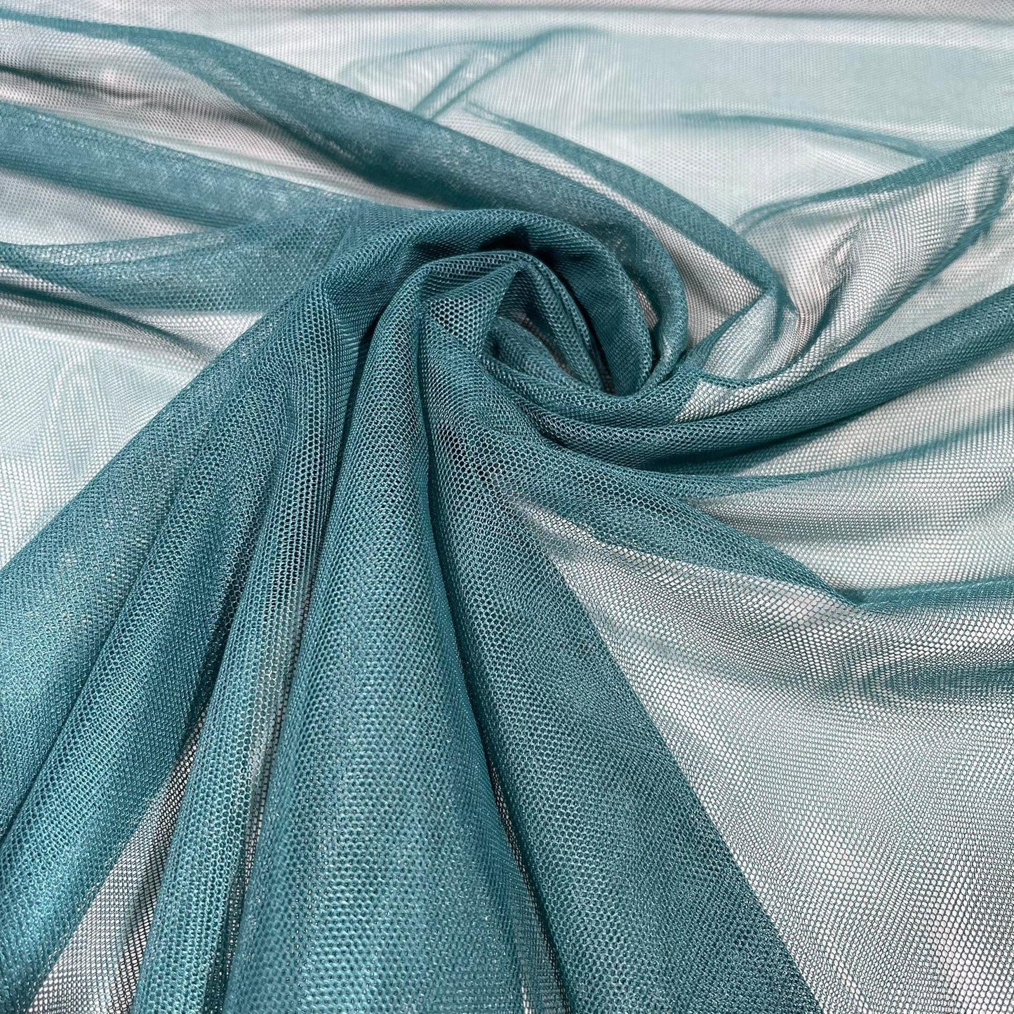 Teal Power Mesh Stretch Net Fabric Sheer Dressmaking Costume Craft Material 58" Wide By The Meter