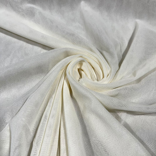 Cream White Power Mesh Stretch Net Fabric Sheer Dressmaking Costume Craft Material 58" Wide By The Meter