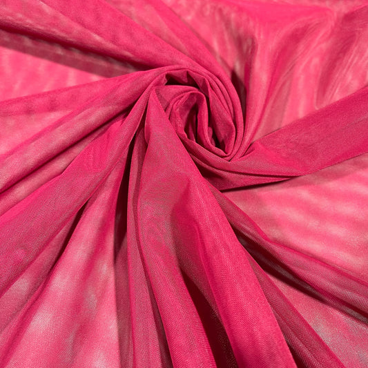 Raspberry Pink Power Mesh Stretch Net Fabric Sheer Dressmaking Costume Craft Material 58" Wide By The Meter