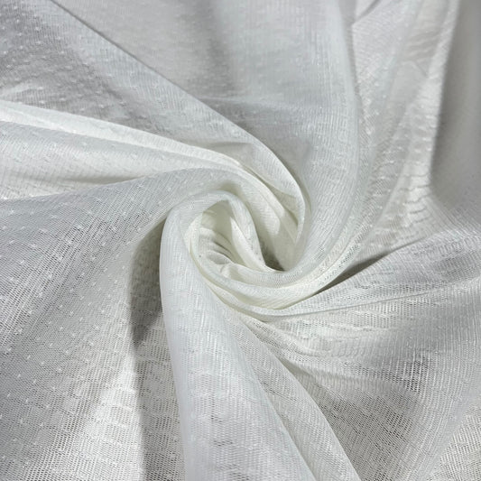 White Tiny Dots Power Mesh Stretch Net Fabric Sheer Dressmaking Costume Craft Material 58" Wide By The Meter