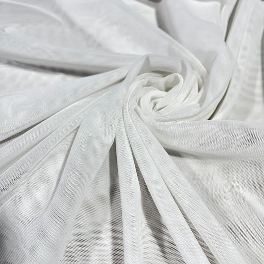 Ivory White Power Mesh Stretch Net Fabric Sheer Dressmaking Costume Craft Material 58" Wide By The Meter