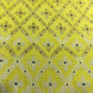 Citrus Yellow Diamond Bloom Floral Jacquard Banarasi Brocade Bridal, Dressmaking, Costume Fabric 44" Wide By The Meter