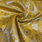 Golden Yellow Diamond Bloom Floral Jacquard Banarasi Brocade Bridal, Dressmaking, Costume Fabric 44" Wide By The Meter