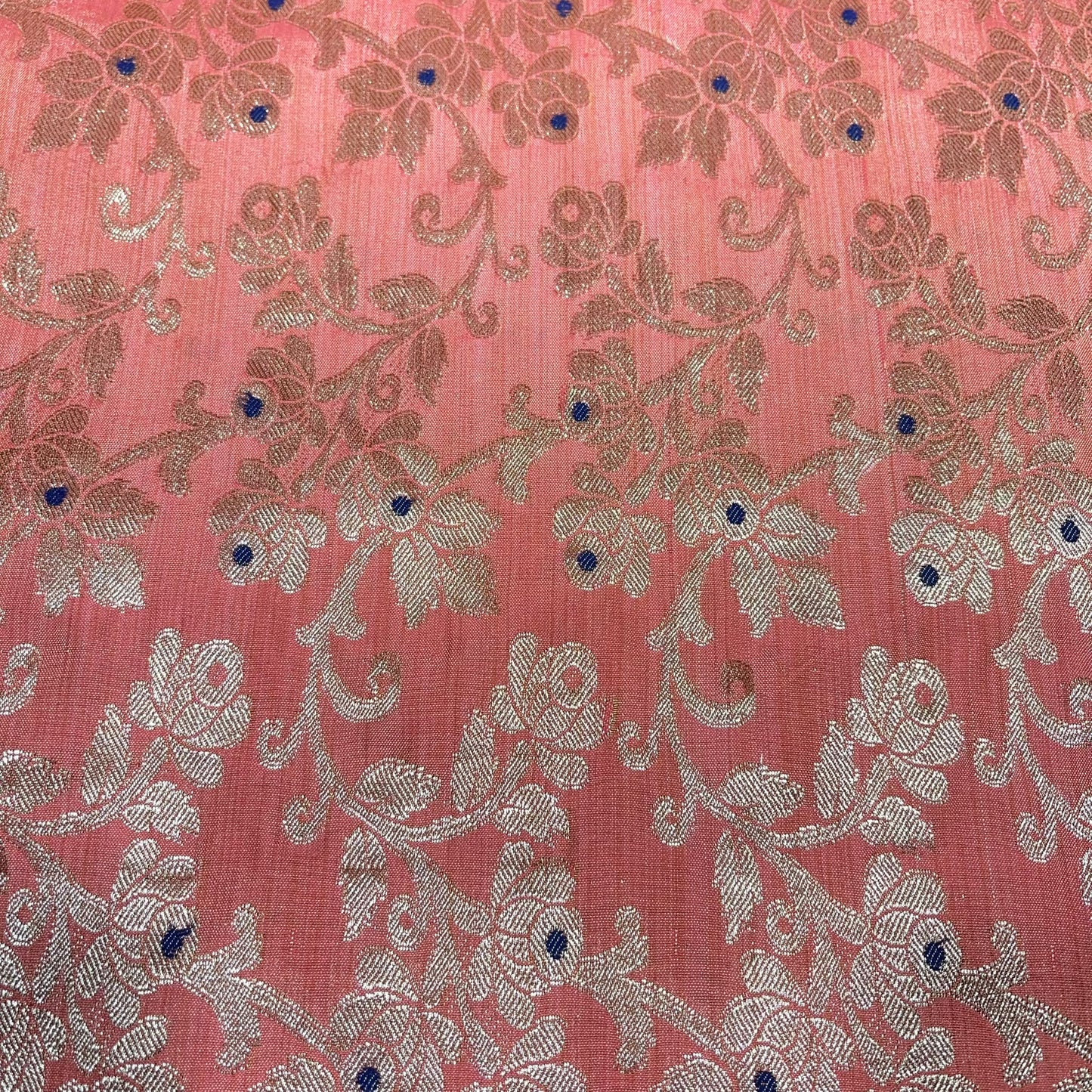 Rose Pink Diamond Bloom Floral Jacquard Banarasi Brocade Bridal, Dressmaking, Costume Fabric 44" Wide By The Meter