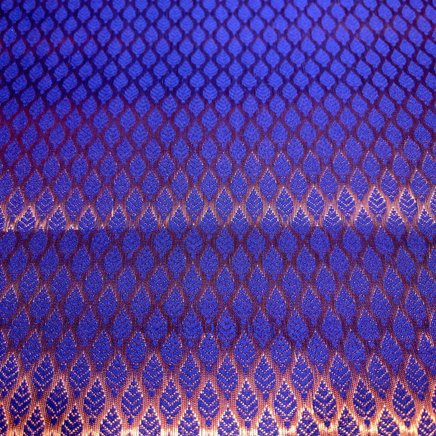 Royal Purple Gold Foil Leaf Banarasi Brocade Bridal, Dressmaking, Costume Fabric 44" Wide By The Meter
