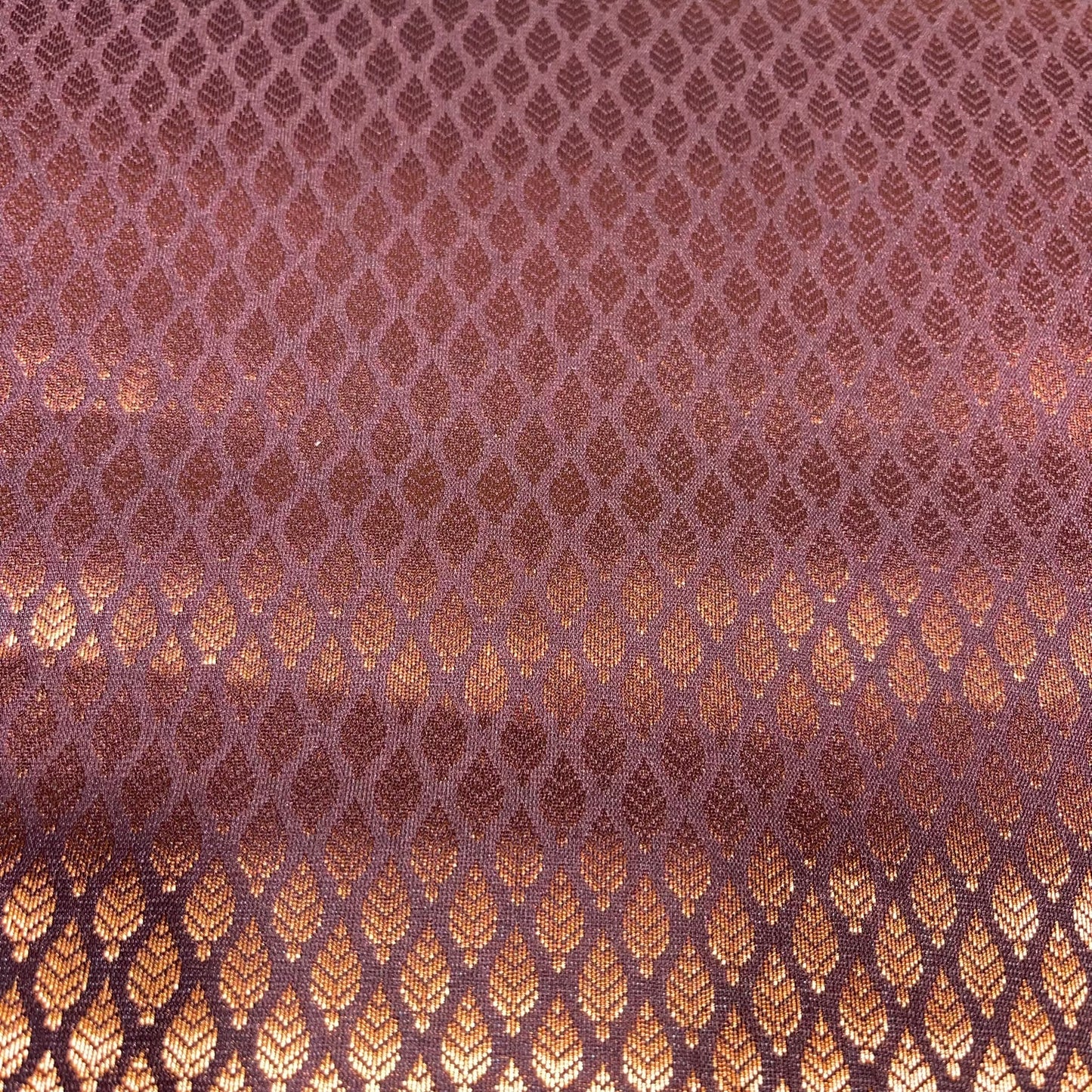 Copper Gold Foil Leaf Banarasi Brocade Bridal, Dressmaking, Costume Fabric 44" Wide By The Meter