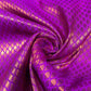 Violet Purple Gold Foil Leaf Banarasi Brocade Bridal, Dressmaking, Costume Fabric 44" Wide By The Meter