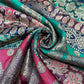 Multicolour - Gold Floral Jacquard Ornamental Banarasi Brocade Bridal, Dressmaking, Costume Fabric 44" Wide By The Meter