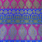 Multicolour - Fuchsia Blue Gold Floral Jacquard Ornamental Banarasi Brocade Bridal, Dressmaking, Costume Fabric 44" Wide By The Meter