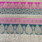 Multicolour - Fuchsia Ivory Gold Floral Jacquard Ornamental Banarasi Brocade Bridal, Dressmaking, Costume Fabric 44" Wide By The Meter