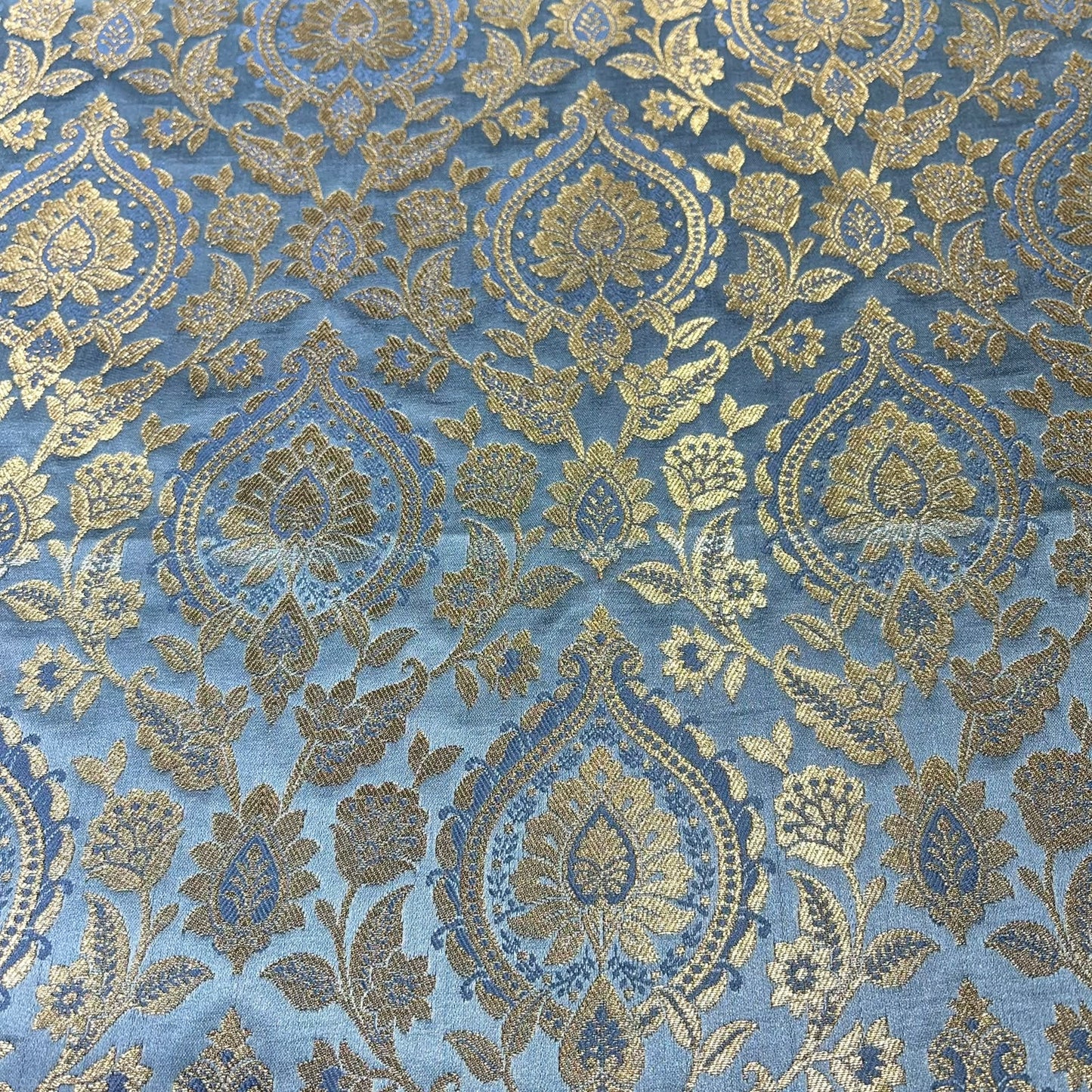 Silver Grey Weave Banarasi Brocade Bridal, Dressmaking, Costume Fabric 44" Wide By The Meter