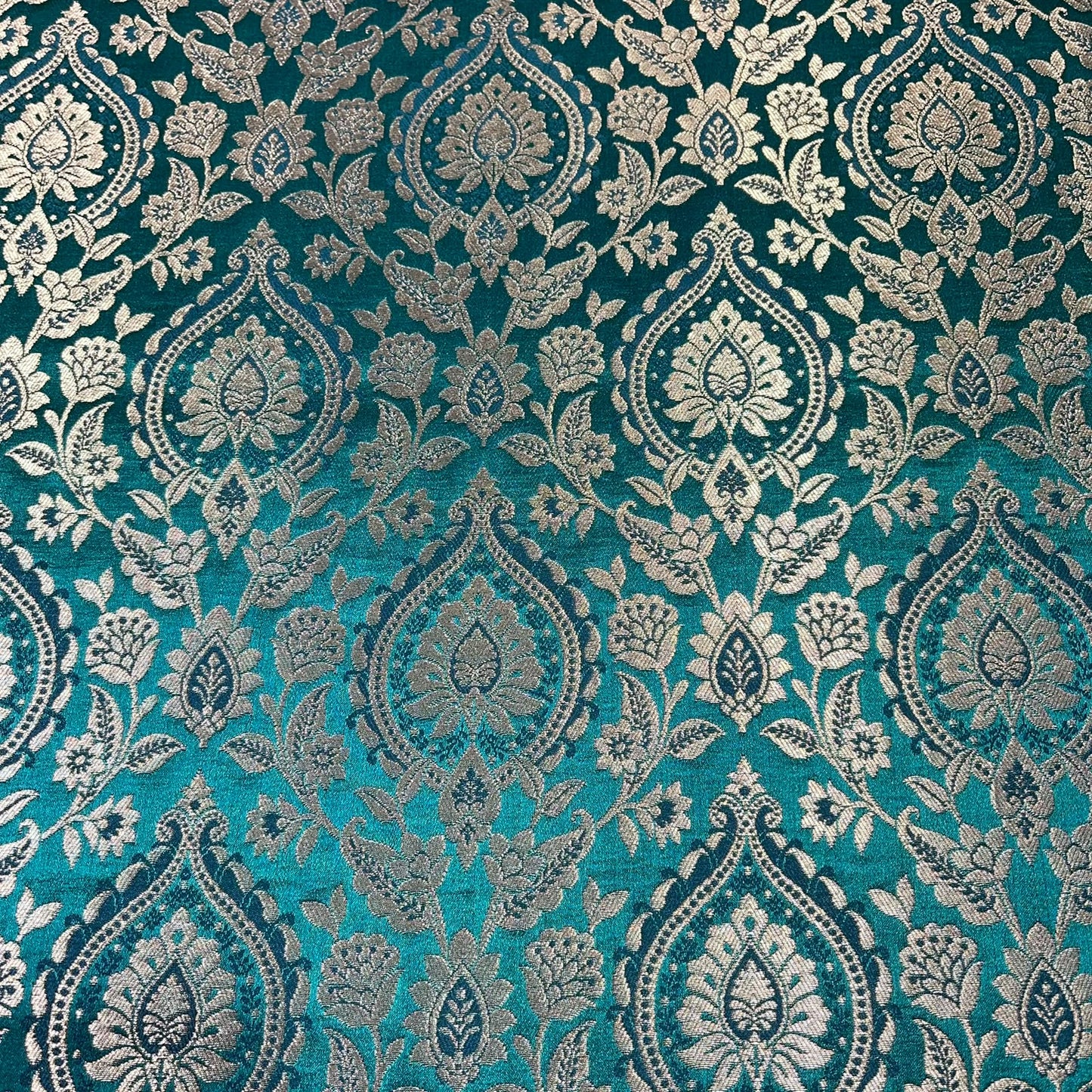 Bottle Green Weave Banarasi Brocade Bridal, Dressmaking, Costume Fabric 44" Wide By The Meter