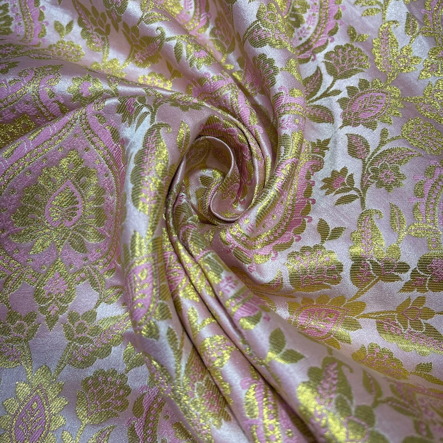 Blush Pink Weave Banarasi Brocade Bridal, Dressmaking, Costume Fabric 44" Wide By The Meter