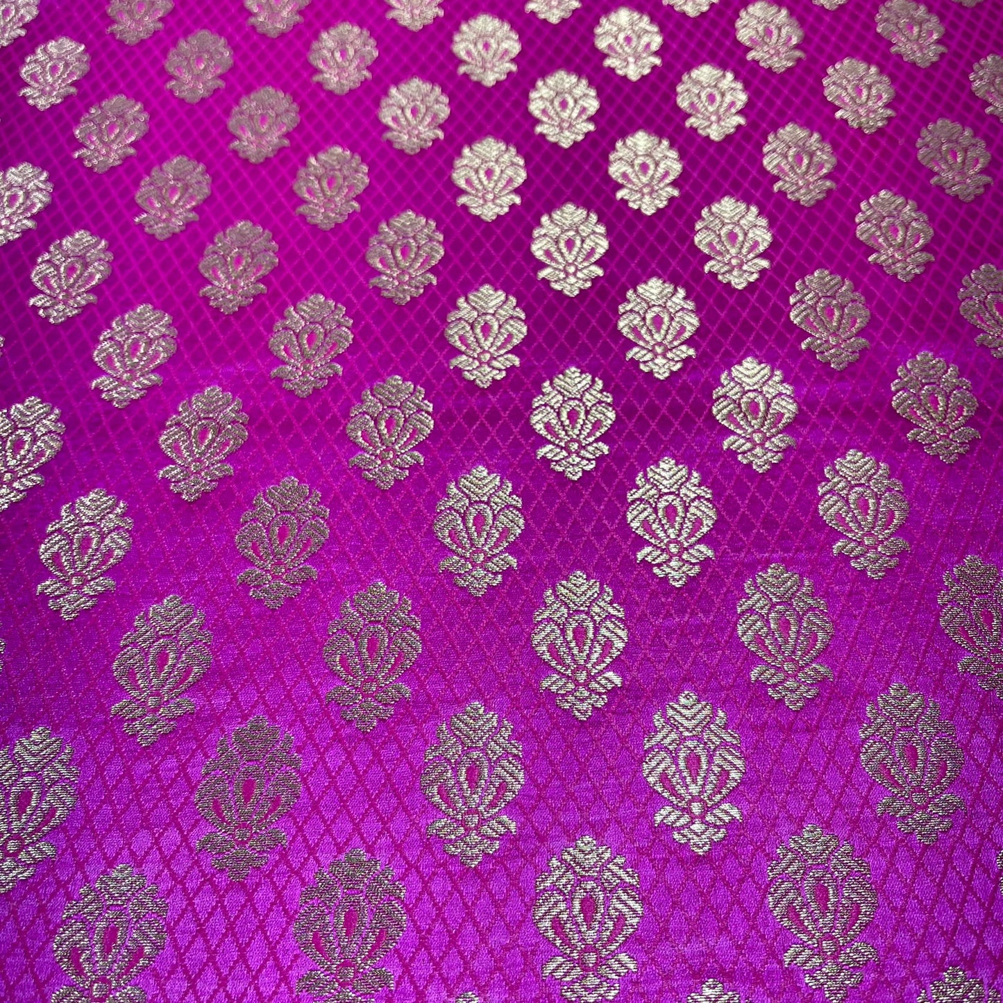 Hot Pink Royal Emblem Banarasi Brocade Bridal, Dressmaking, Costume Fabric 44" Wide By The Meter