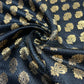 Black Royal Emblem Banarasi Brocade Bridal, Dressmaking, Costume Fabric 44" Wide By The Meter