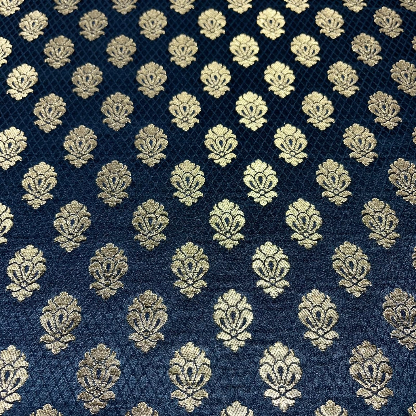 Black Royal Emblem Banarasi Brocade Bridal, Dressmaking, Costume Fabric 44" Wide By The Meter