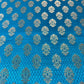 Turquoise Royal Emblem Banarasi Brocade Bridal, Dressmaking, Costume Fabric 44" Wide By The Meter