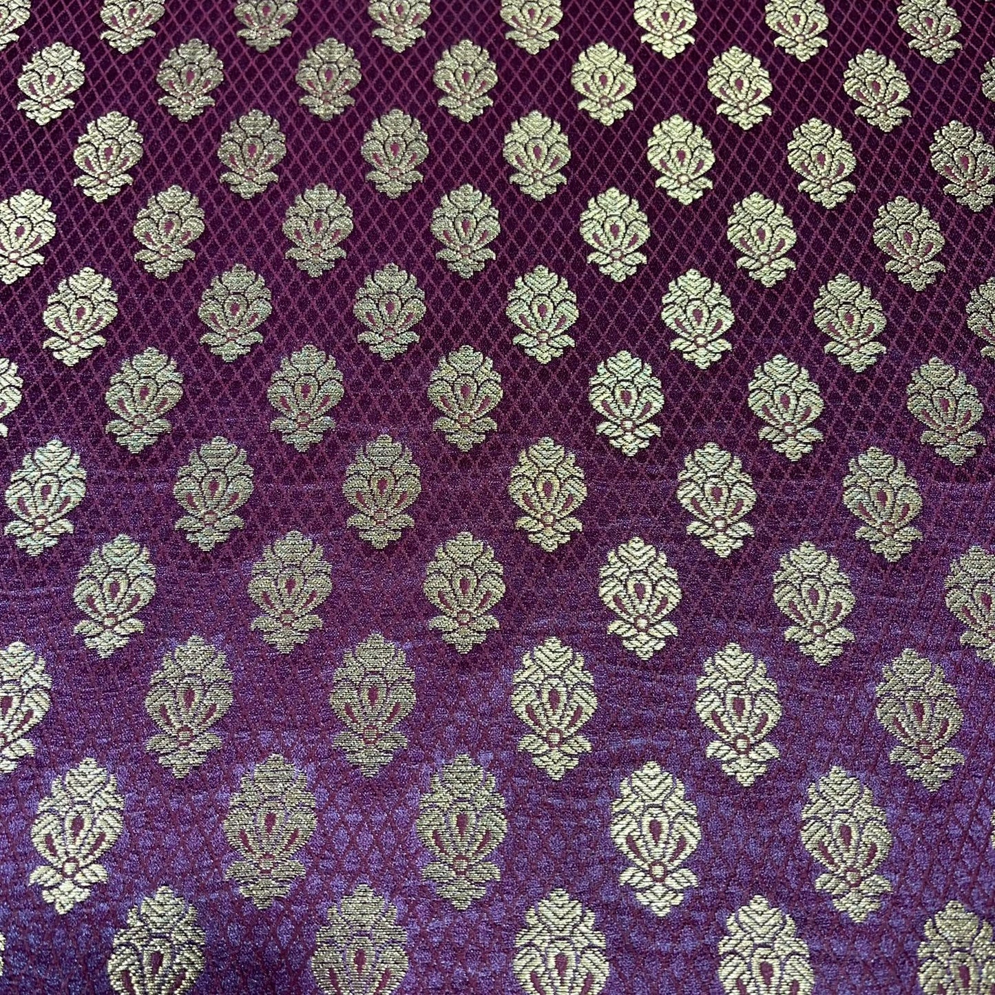 Burgundy Royal Emblem Banarasi Brocade Bridal, Dressmaking, Costume Fabric 44" Wide By The Meter