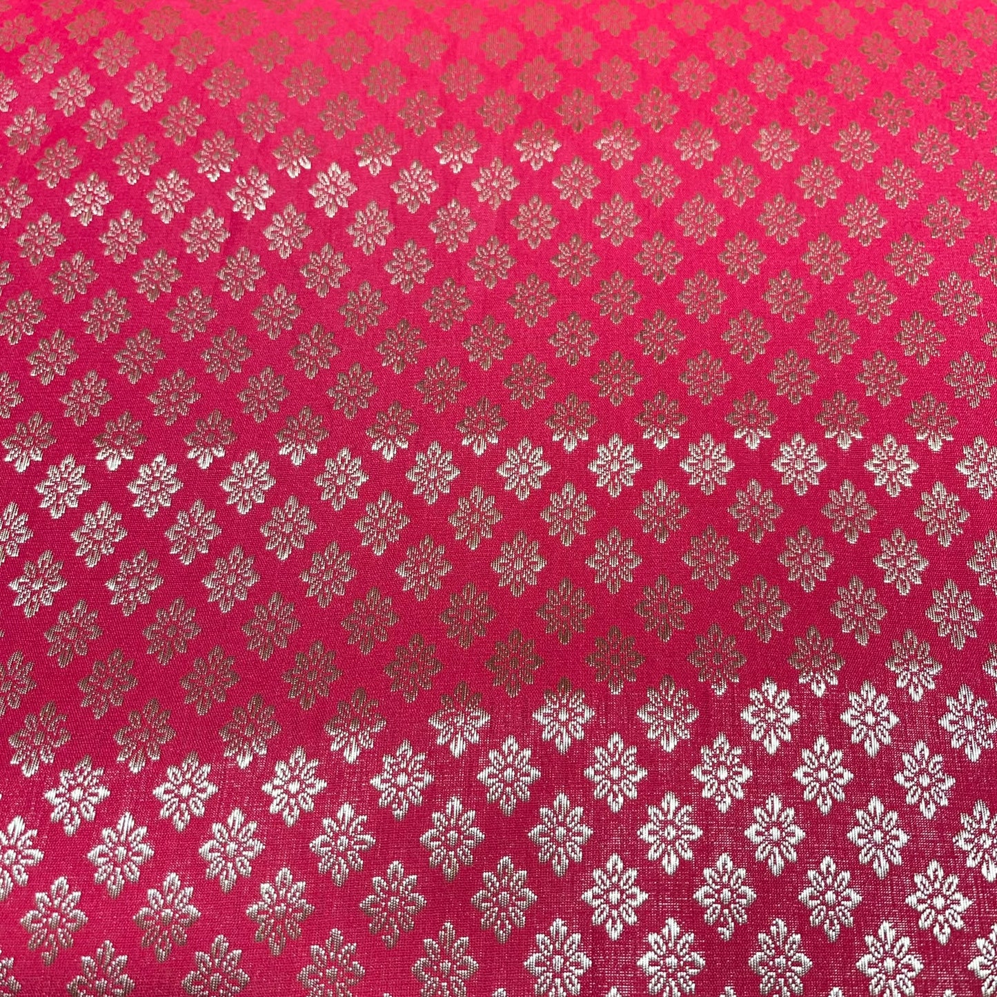 Red Daisy Floral Banarasi Brocade Bridal, Dressmaking, Costume Fabric 44" Wide By The Meter